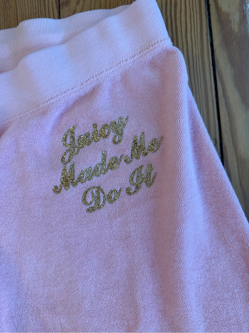 Vintage Juicy Couture Pink Terry Cloth Track Pants Y2K MadeIN USA Petite XS READ - Picture 2 of 7